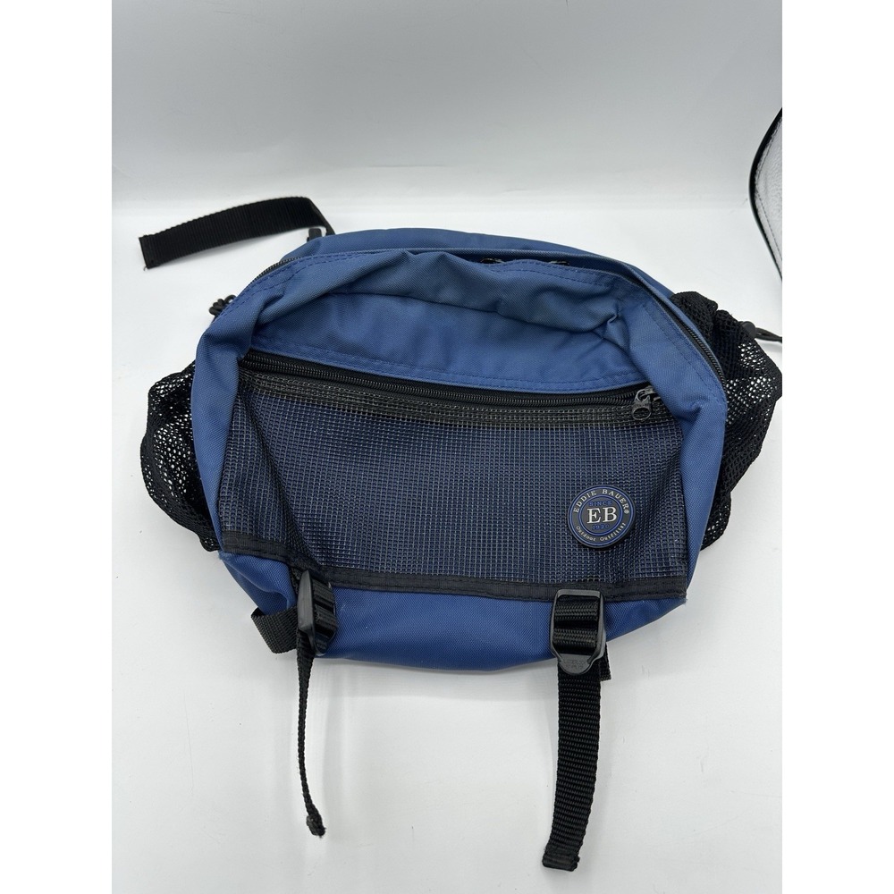 Eddie Bauer Hiking Waist Pack Fanny Bag Blue Black 2 Bottle Pockets Nylon